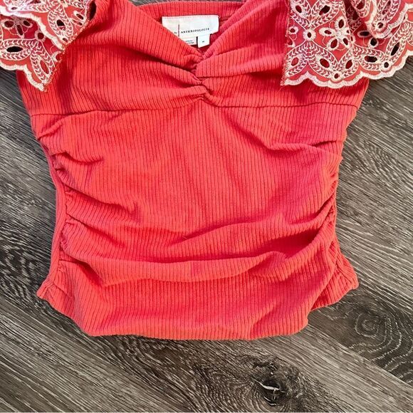 Anthropologie Ruffle-Sleeve Eyelet Top - Picture 2 of 9